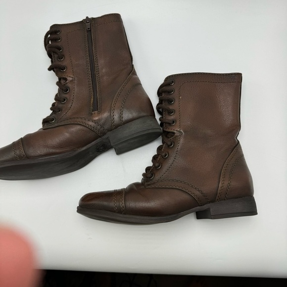 Steve Madden Troopa Boots Brown Leather Combat Lace Up Size 6 - Picture 4 of 12